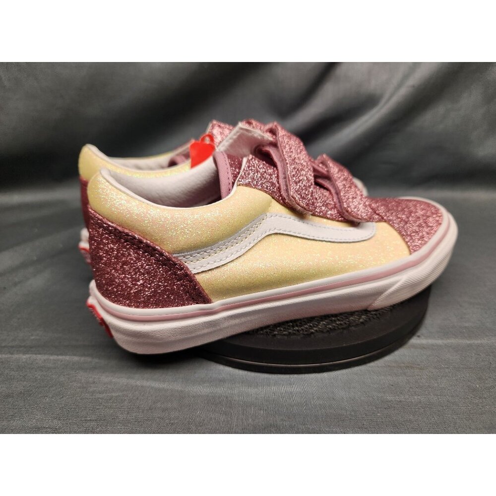 Vans Girls Old Skool V Sneakers Glitter Two-Tone Hook And Loop Size 3 NEW IN BOX - Picture 8 of 11